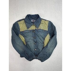I.D.O.T. Genuine Denim Blue Corduroy Paneled Sherpa Lined Jacket Small 8894638